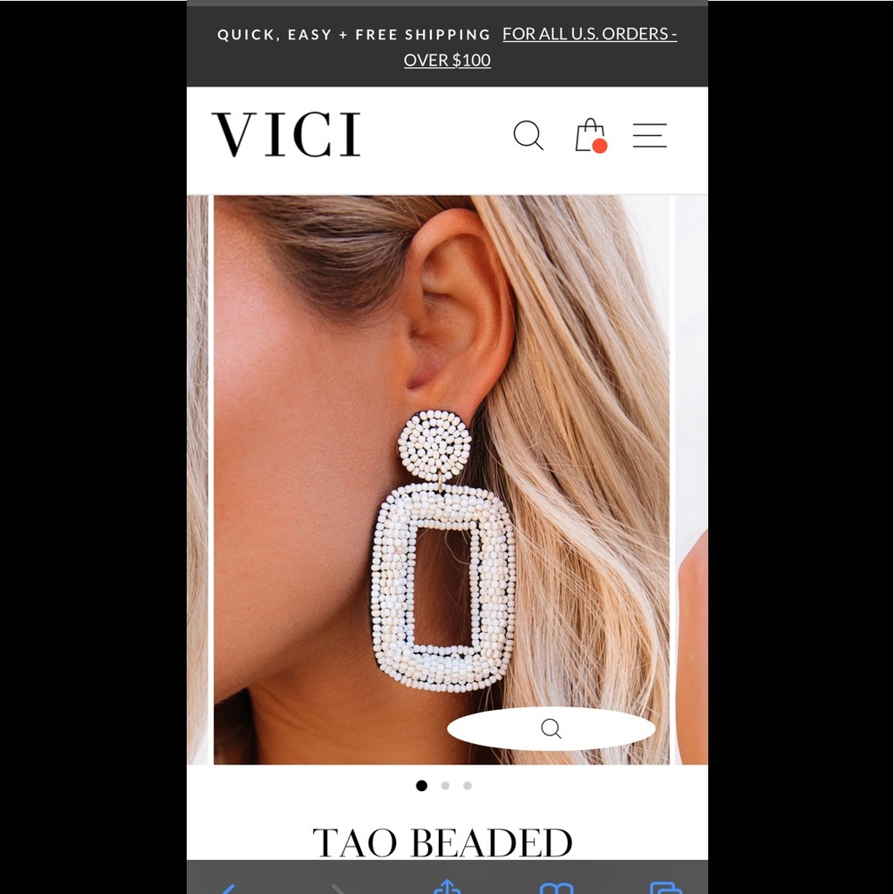 NWT Earrings 3” Tao Beaded Statement /White - Picture 4 of 10